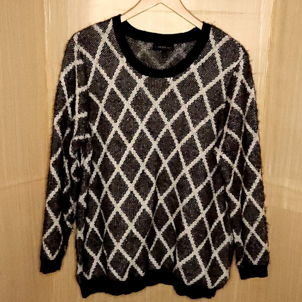 Lane Bryant Womens Black White Eyelash Sweater 22-24
